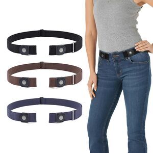 3 Pack No Buckle Invisible Stretch Belt Buckle-free Elastic Belt For Women 8141